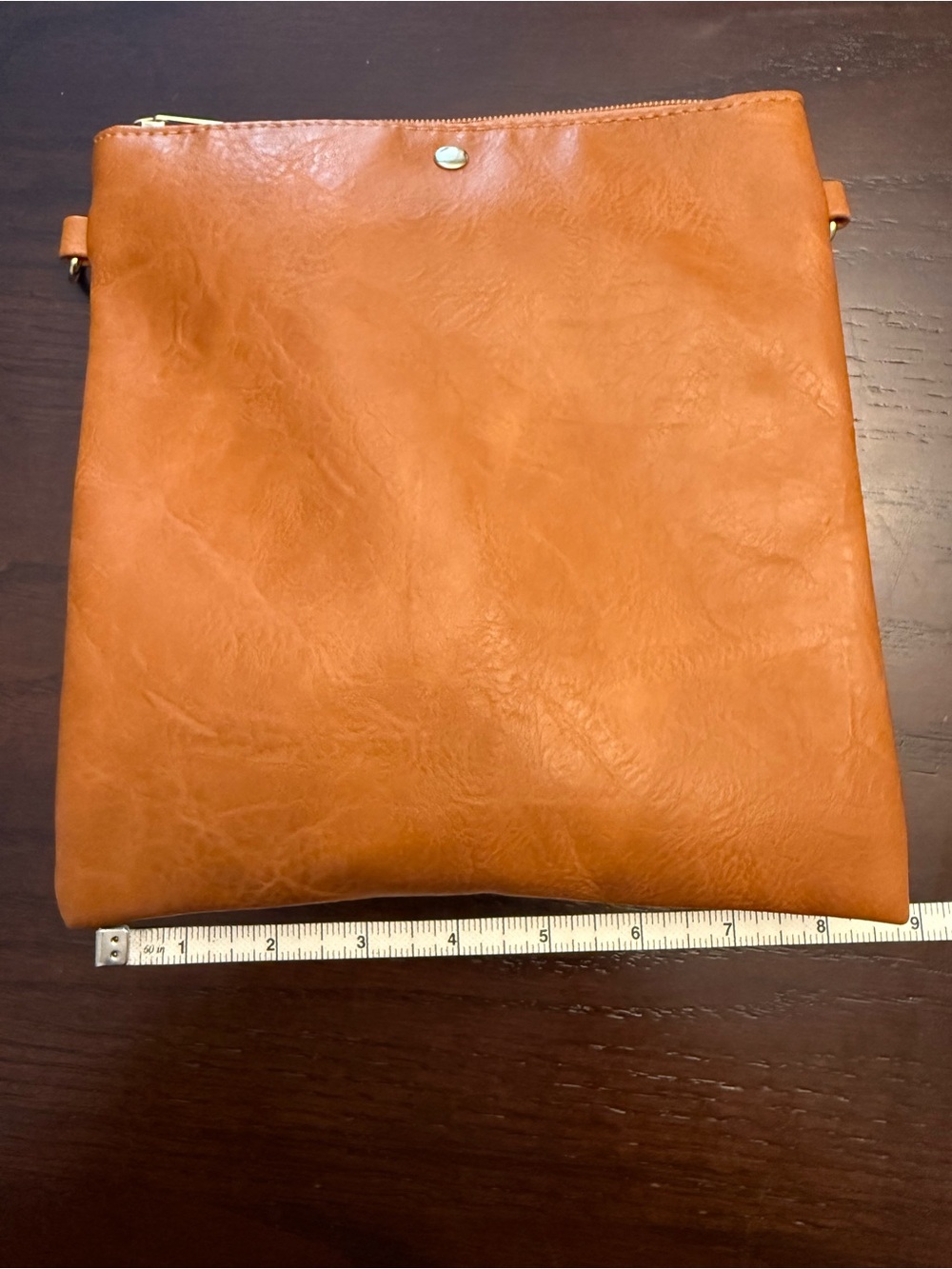 Ah•Dorned vegan leather crossbody bag/pouch w/ camo strap New - camel brown - Picture 10 of 13